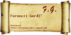 Ferenczi Gerő névjegykártya